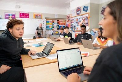 Students studying Biology in a classroom on RIC’s two-year A level programme