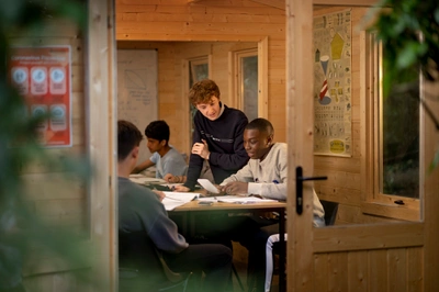 Students in RIC's Maths shed