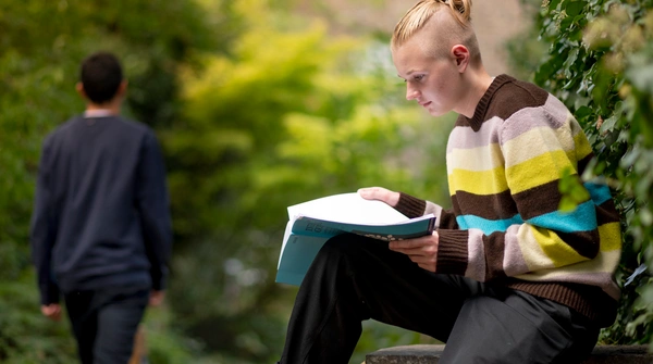 Student learning outdoors